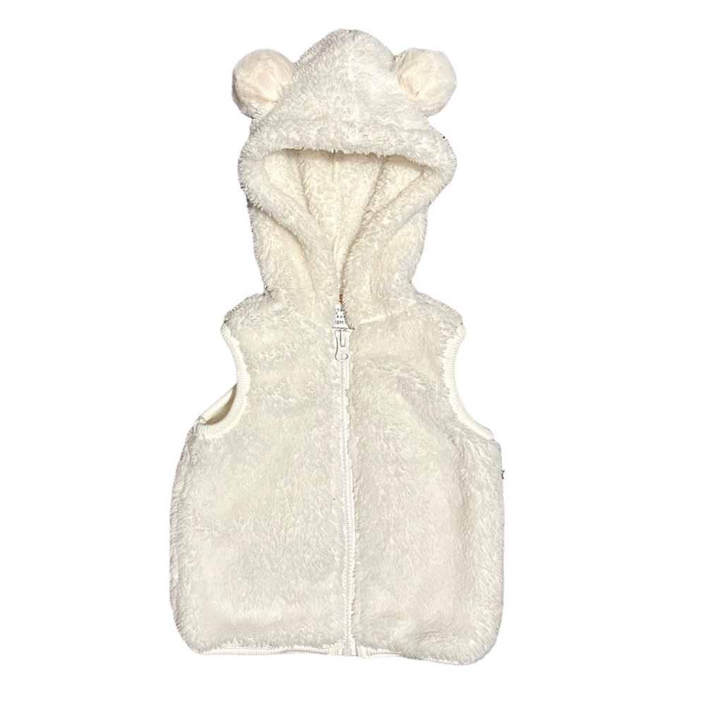 Peyton & Parker Polar Bear White Faux Fur White Hooded Vest 12-18 Month